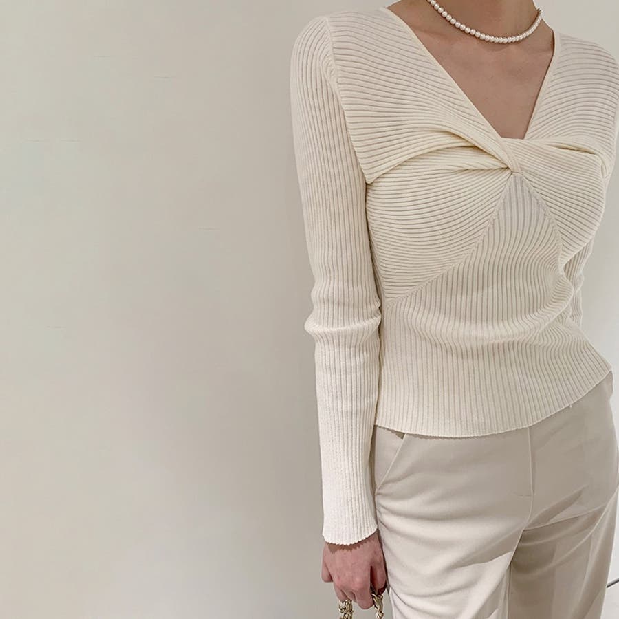 SHOPLIST限定】女性らしい大人っぽいVネックニットトップス[品番 SHOPLIST限定】女性らしい大人っぽいVネックニットトップス[品番