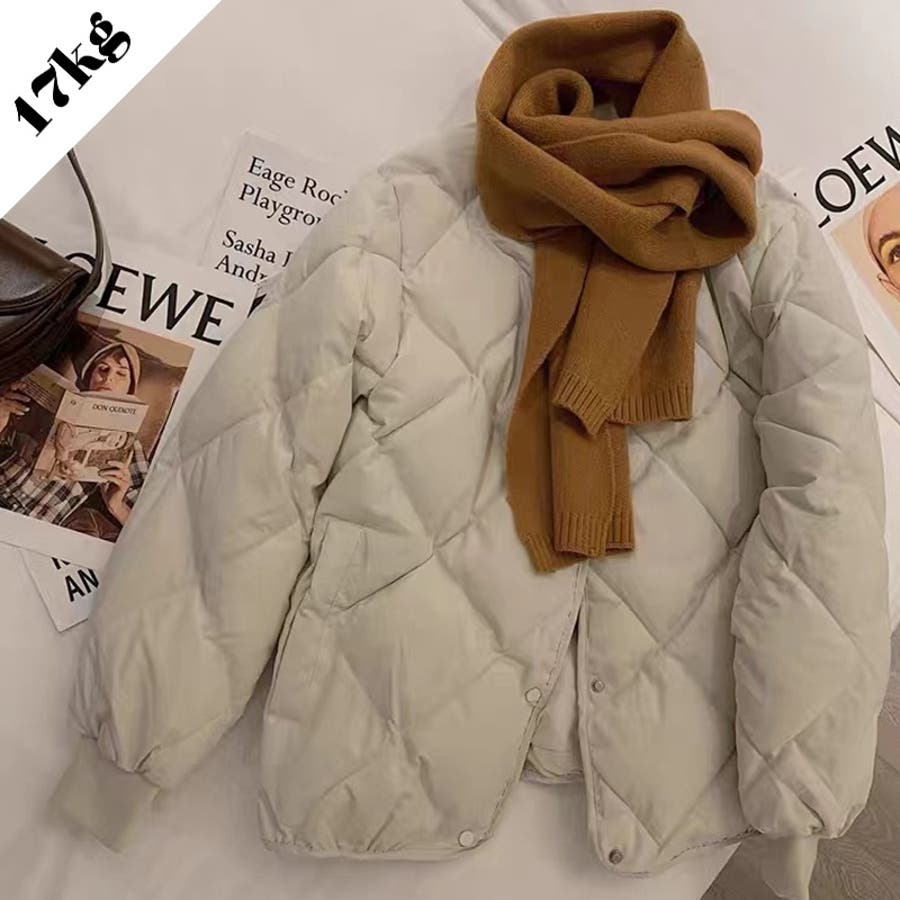 SHOPLIST限定】菱形キルティング中綿アウターショート無地コート SHOPLIST限定】菱形キルティング中綿アウターショート無地コート