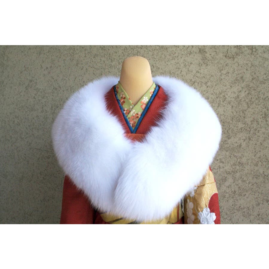 ショール 成人式 振袖 毛皮 シャドーフォックス 白[品番：SBEW0008576