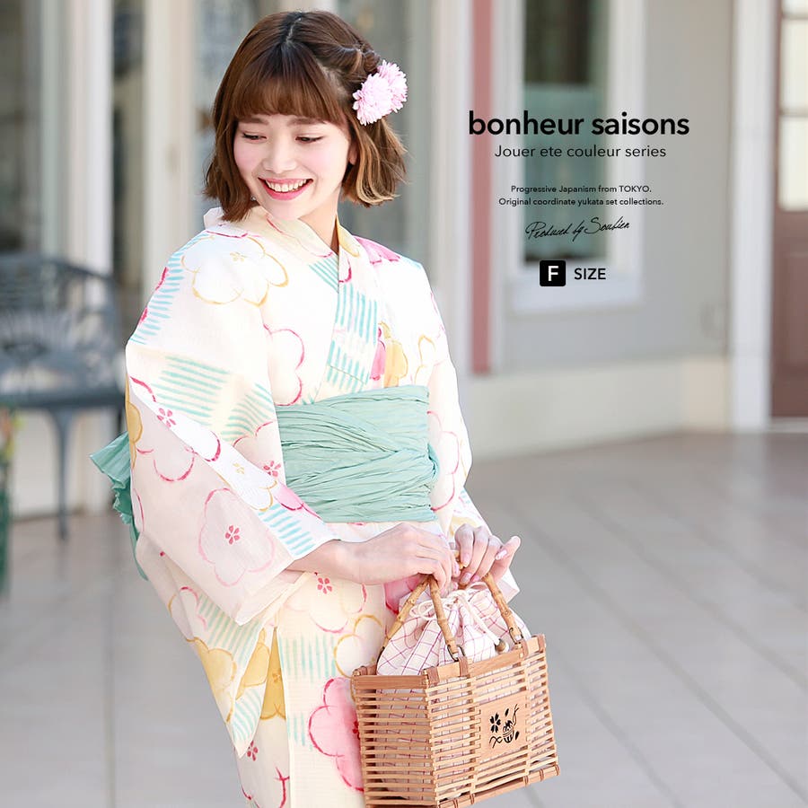 初めて出品します bonheur saisons Jouer ete couleur 浴衣