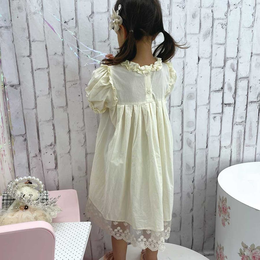 美品 MONNALISA 12Y ワンピース レース　マメール　イオソノマオ ◇【セレモニー】レースワンピースセット（ミドルワンピース