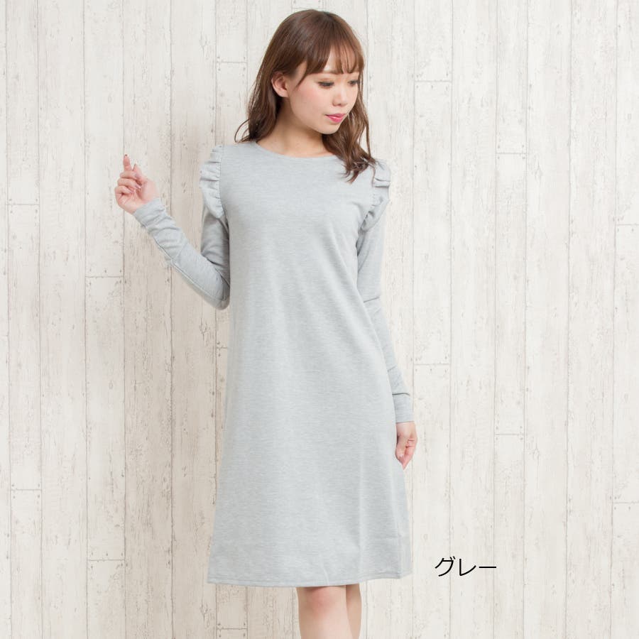 肩フリルロングスリーブワンピース[品番：SPRW0002290]｜SpRay