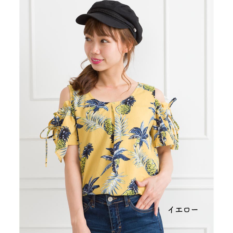 パイナップル柄肩あきTOPS[品番：SPRW0004528]｜SpRay（スプレイ