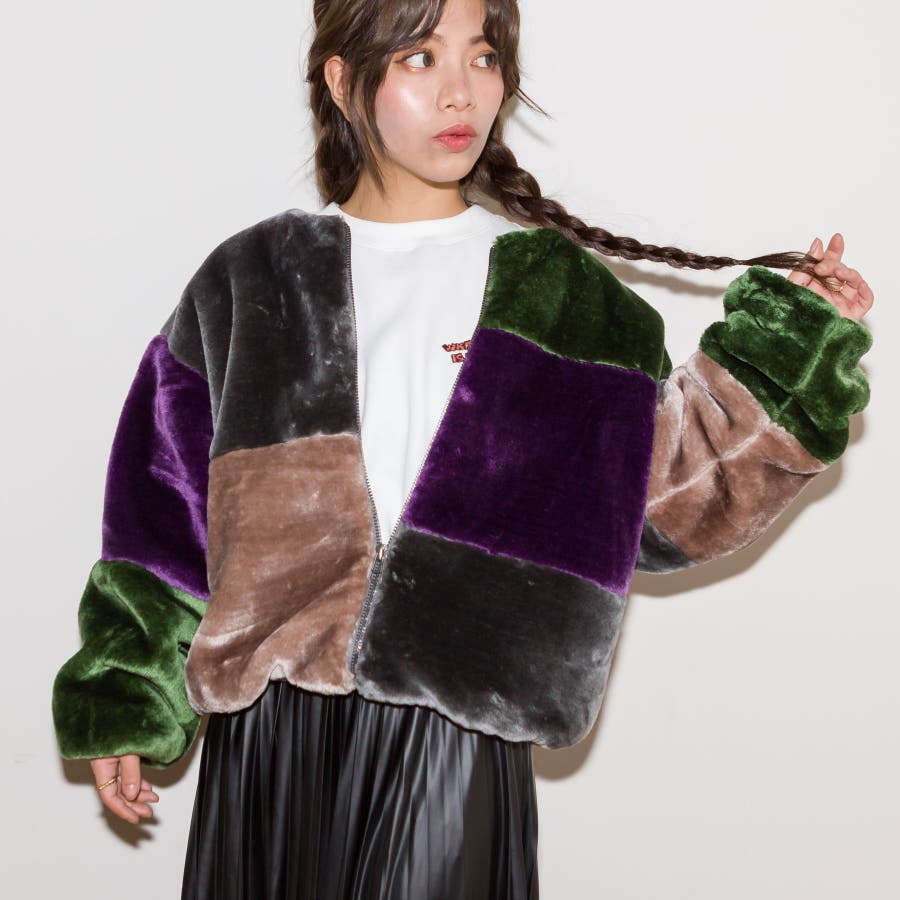 エコファーパッチワークジャケット[品番：SPRW0008321]｜SpRay  