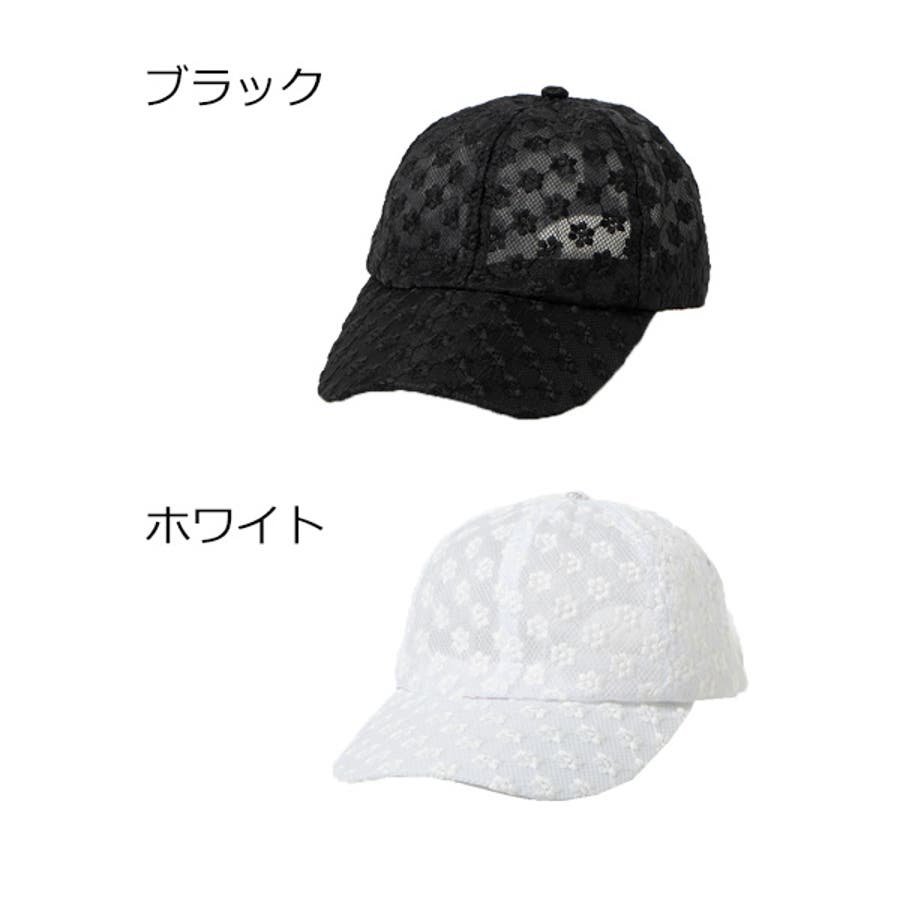 キャップ 花柄 シースルー メッシュ 帽子 レディース ブラック