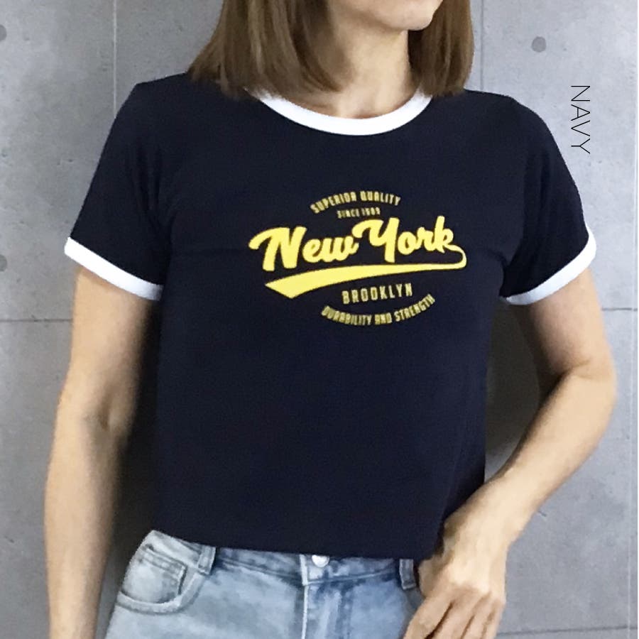 New Yorkロゴリンガーショート半袖Tシャツ