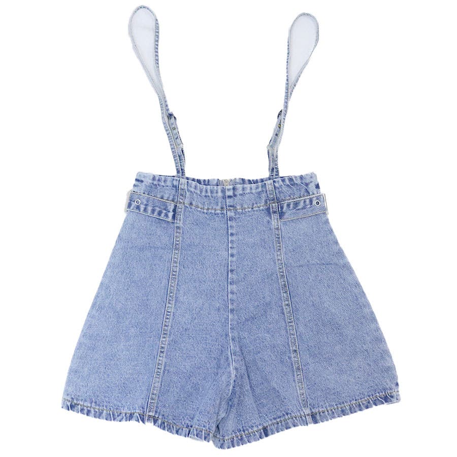 サスペンダー付きハイウエストデニムショートパンツ[品番：TAXW0001380