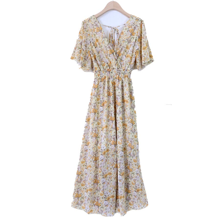 カシュクール花柄ロングワンピース[品番：TAXW0001412]｜TAXI