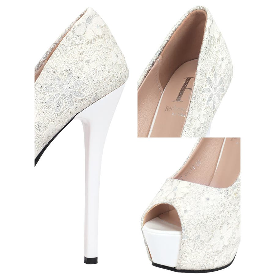 D&G ドルガバ パンプス ハイヒール オープントゥ 白 23cm ドット