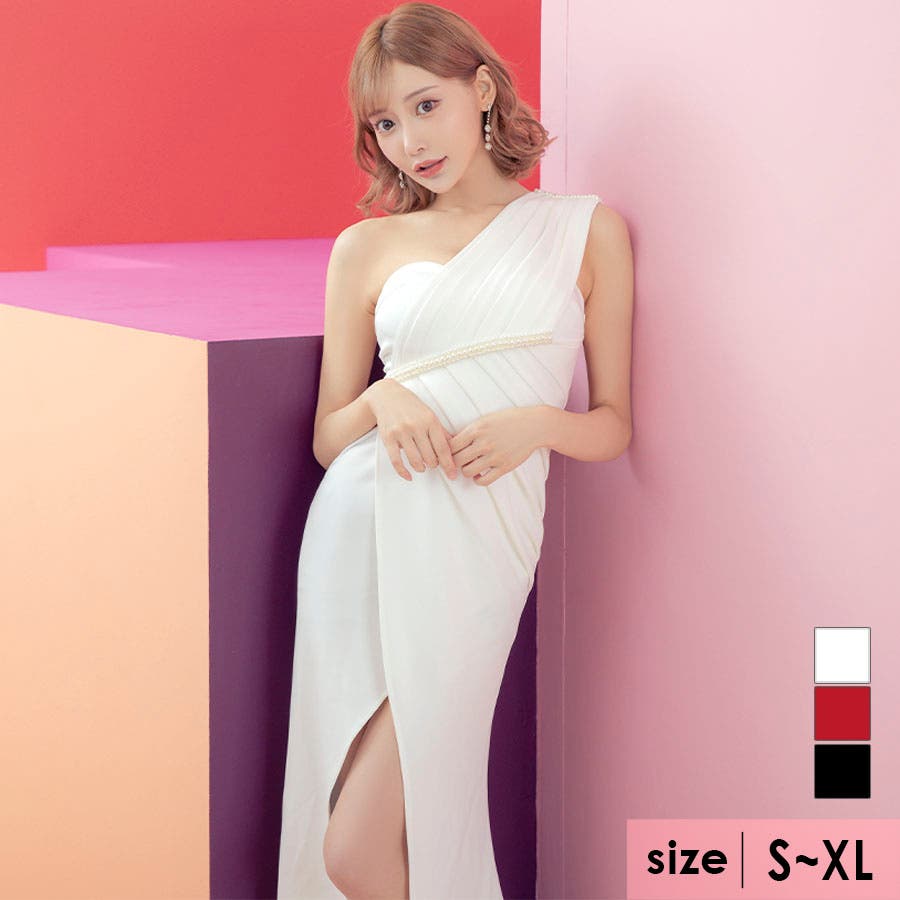 ハートカット×ワンショルダーラップ風ロングドレス タイトドレス 袖なし[品番：XK000011421]｜Tika（ティカ ）のレディースファッション通販｜SHOPLIST（ショップリスト）