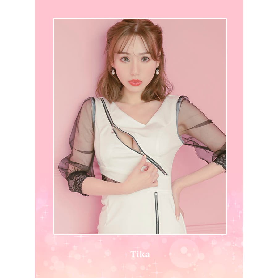 楽天市場】Tika デコルテカットハイネックレーススリーブタイト
