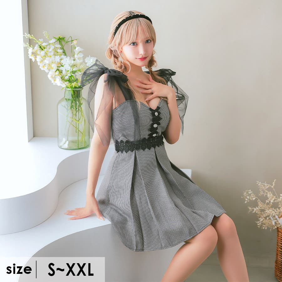 ショルダーチュールリボンボックスプリーツフレアミニドレス ガーリードレス  袖なし[品番：XK000013202]｜Tika（ティカ）のレディースファッション通販｜SHOPLIST（ショップリスト）