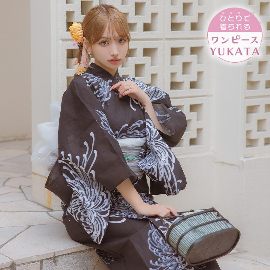 ☆いやし様2点お纏め☆超インパクト＊赤黒＊大輪菊の＊浴衣コーデset ☆いやし様2点お纏め☆超インパクト＊赤黒＊大輪菊の＊浴衣コーデset