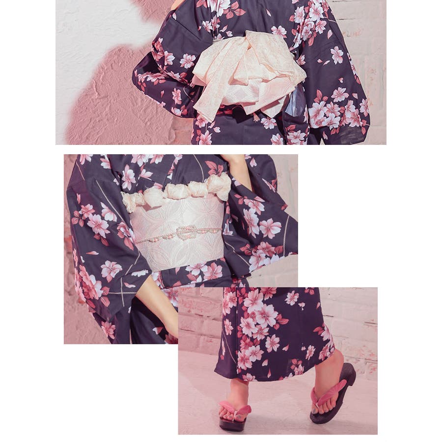 大人×愛らしカラー桜柄浴衣3点セット 浴衣セット レディース浴衣