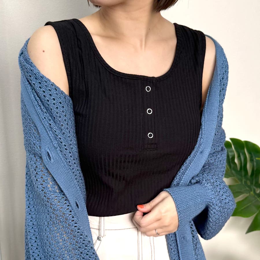 【国際ブランド】 カップ付きヘンリーネックタンクトップ[品番：NHGW0003459]｜non トップス