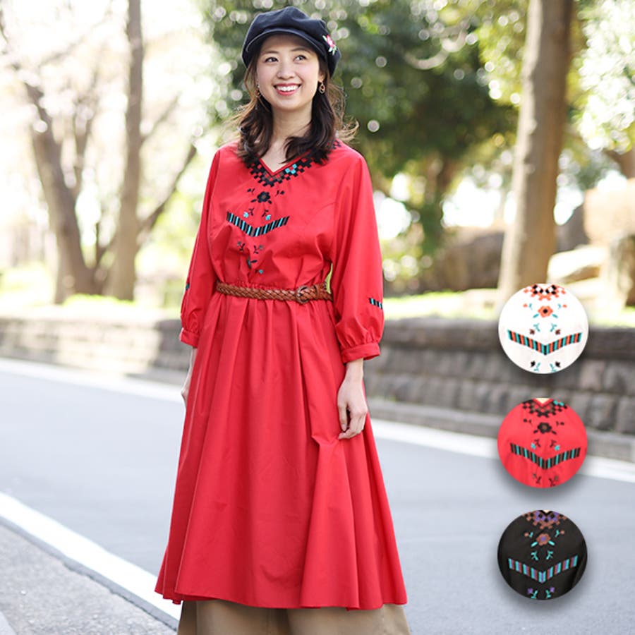 ワンピース チチカカ 刺繍ローンワンピース hsjcb092 レディース[品番