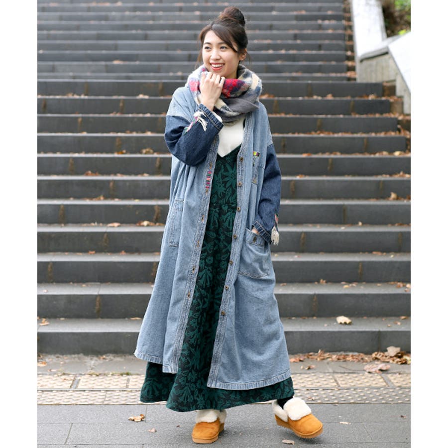 大きいサイズ チチカカ グアテマラ刺繍デニム[品番：TTKW0006098