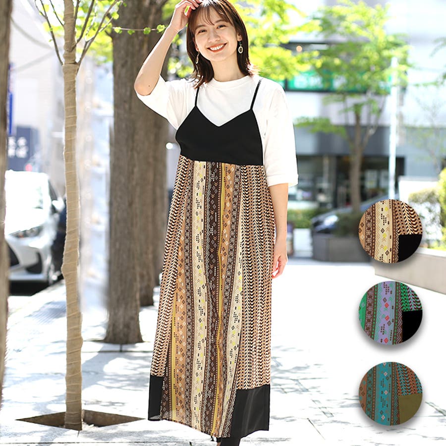 00s 希少 ALGONQUINS コットンチェックティアードキャミワンピ パッチキャミドッキングワンピース lsjcc181 チチカカ[品番