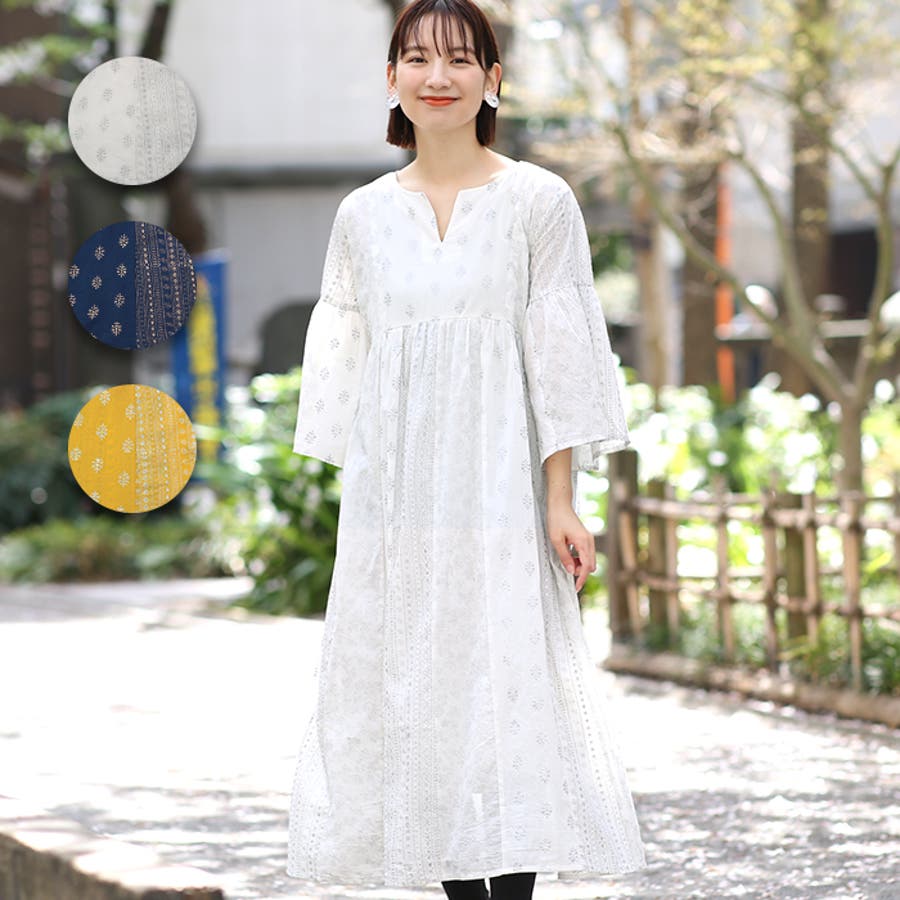 セール】 【繊細な小花柄が春らしいワンピース】 （ロング