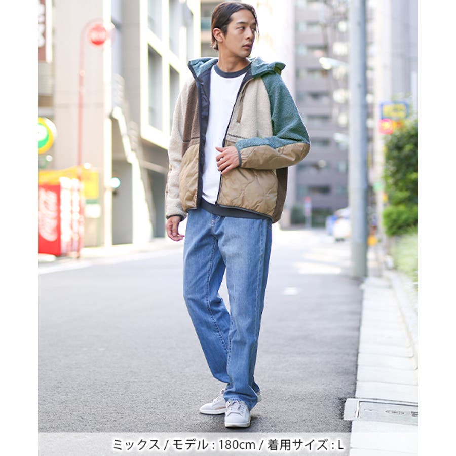 異素材切り替えでこなれる。ボア キルティング 切り替え ノー