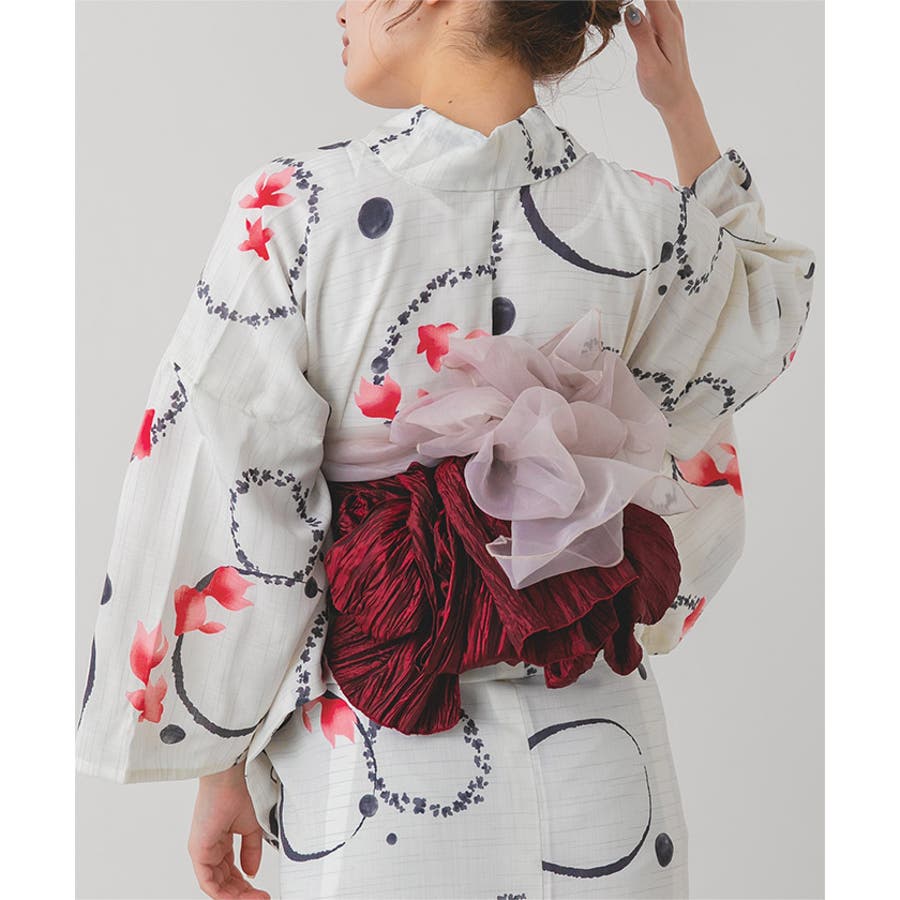 新品☆呉服屋♪吸水速乾クール！インパクト金魚 夏着物 浴衣3点