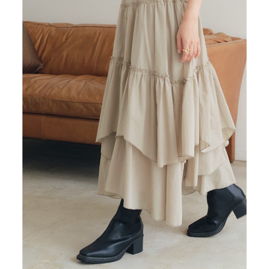 コットンランダムタックスカート ベージュ 34 （IENA - イエナ  