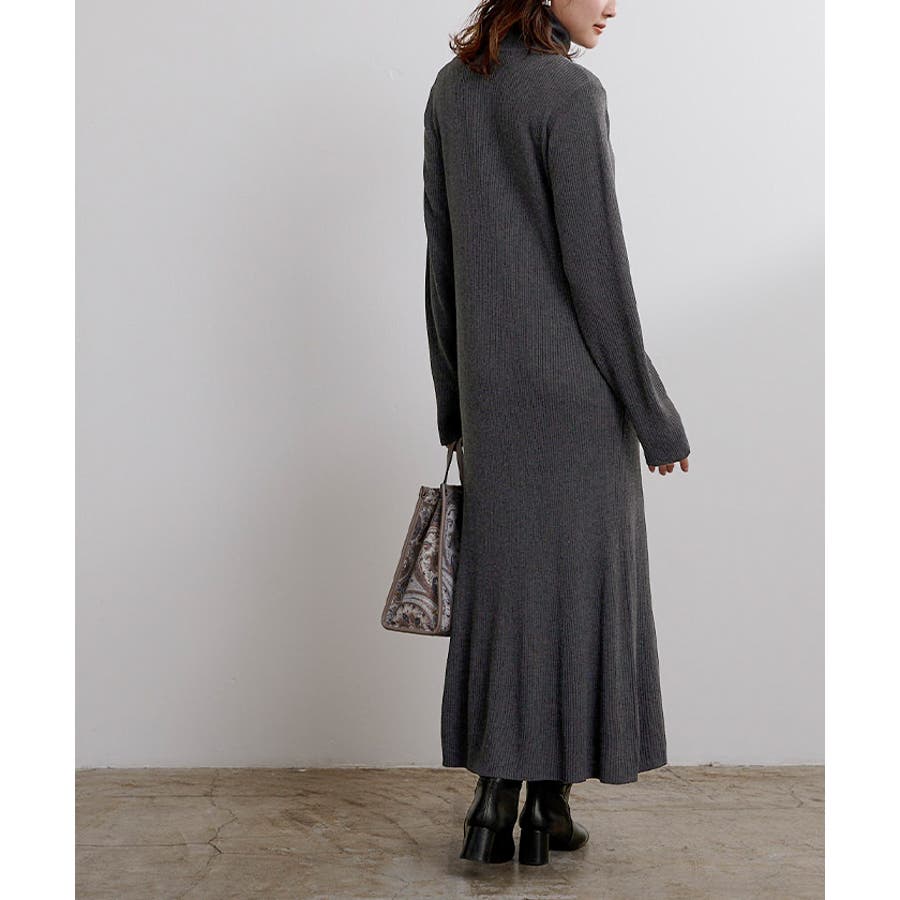 タートルネックロングスリーブニットワンピース ワンピース