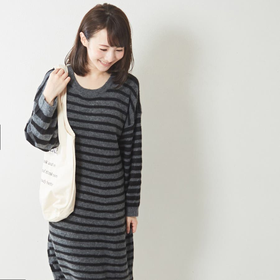 モヘア素材のアシメボーダーロングニットワンピ マキシ丈 ニットワンピース 品番 Totw Totty トッティ のレディースファッション通販 Shoplist ショップリスト