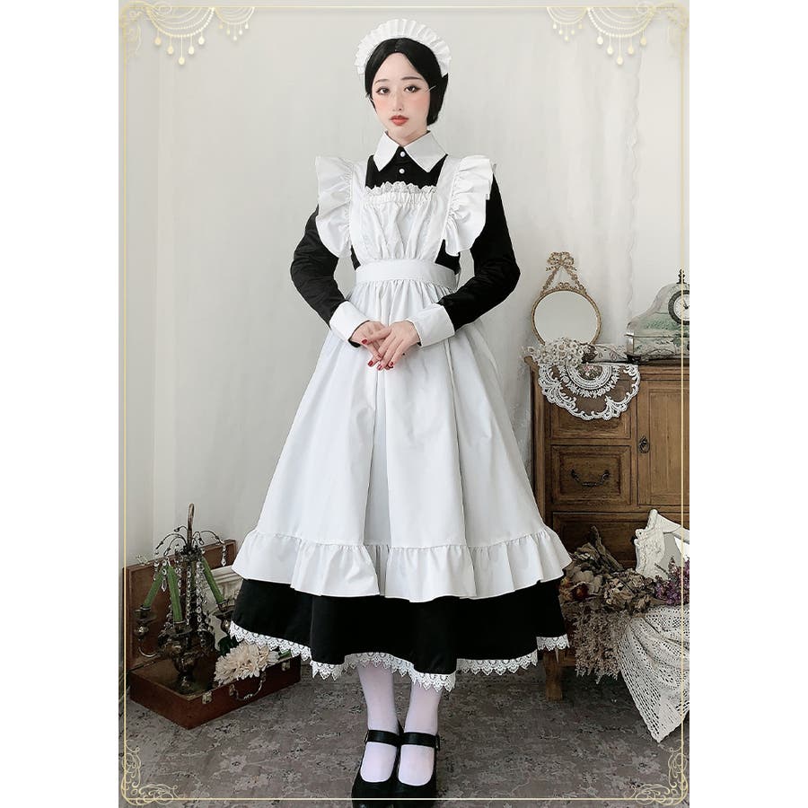 新作】ロリータ 女僕風 古典クラシカル メイド服 短め＆長めOP