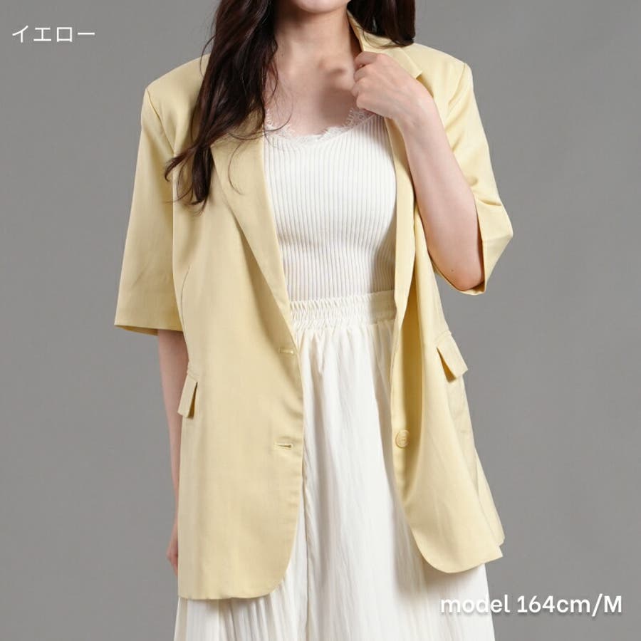 麻調合繊半袖ジャケット アウター 羽織り[品番:TWPW0002093 麻調合繊半袖ジャケット アウター 羽織り[品番:TWPW0002093