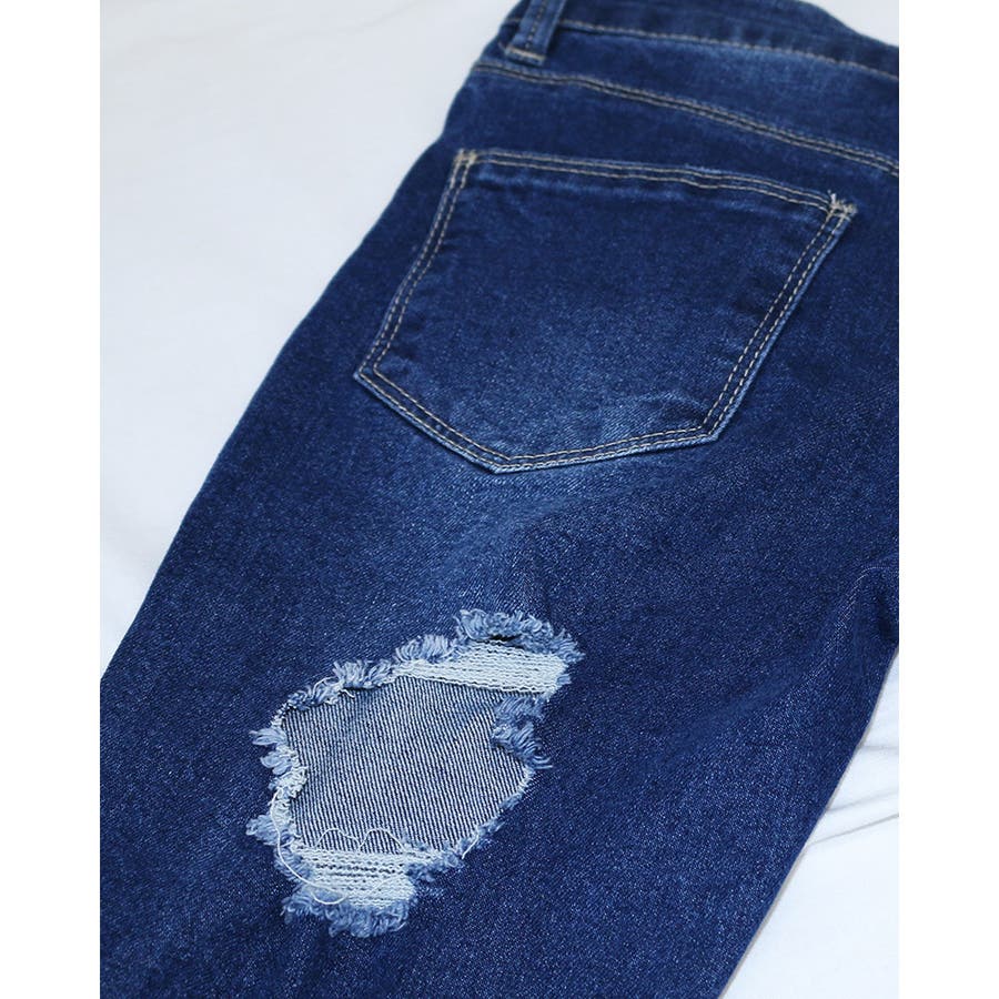 超特価SALE開催！ ダメージ加工スキニーパンツ きれいめ ダメージデニム[品番 パンツ