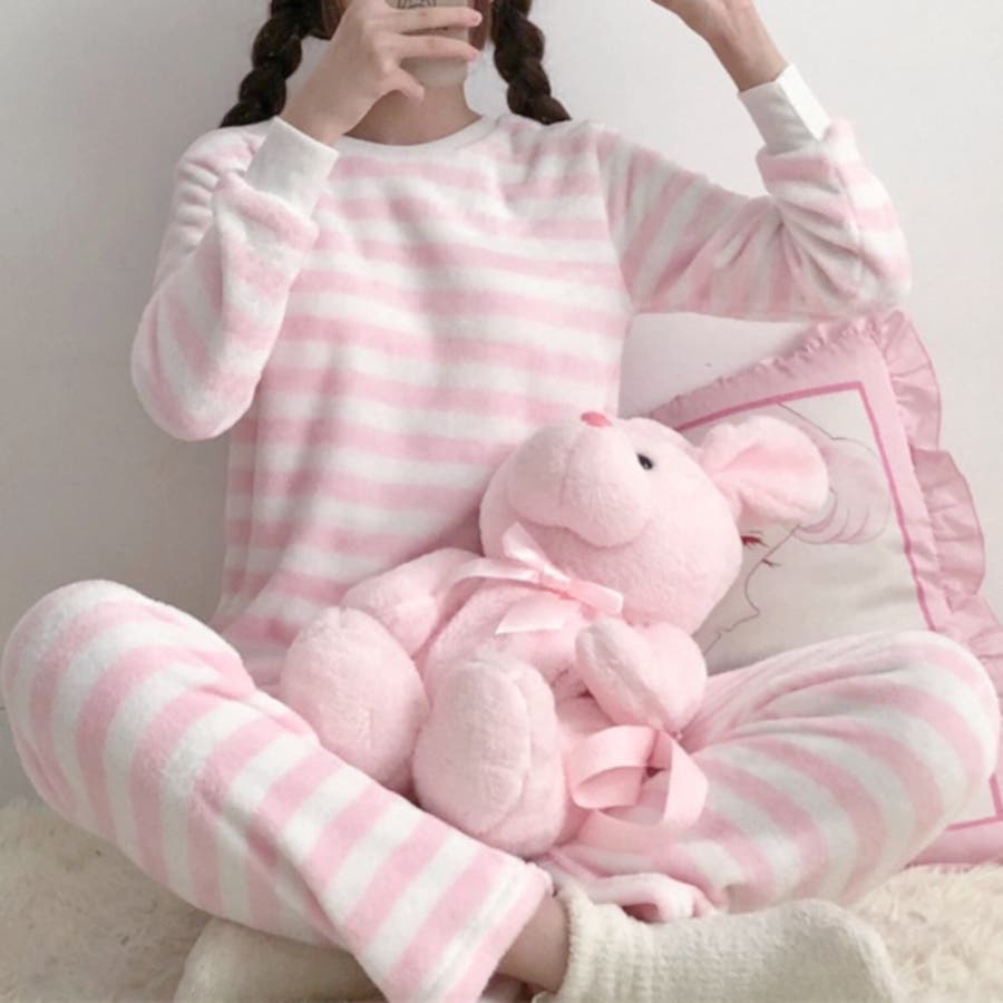 【未使用】ジェラピケ ルームウェア ピンク ボーダー セットアップ フリーサイズ ピンク/桃色系｜ルームウェア・パジャマ通販のgelatopique