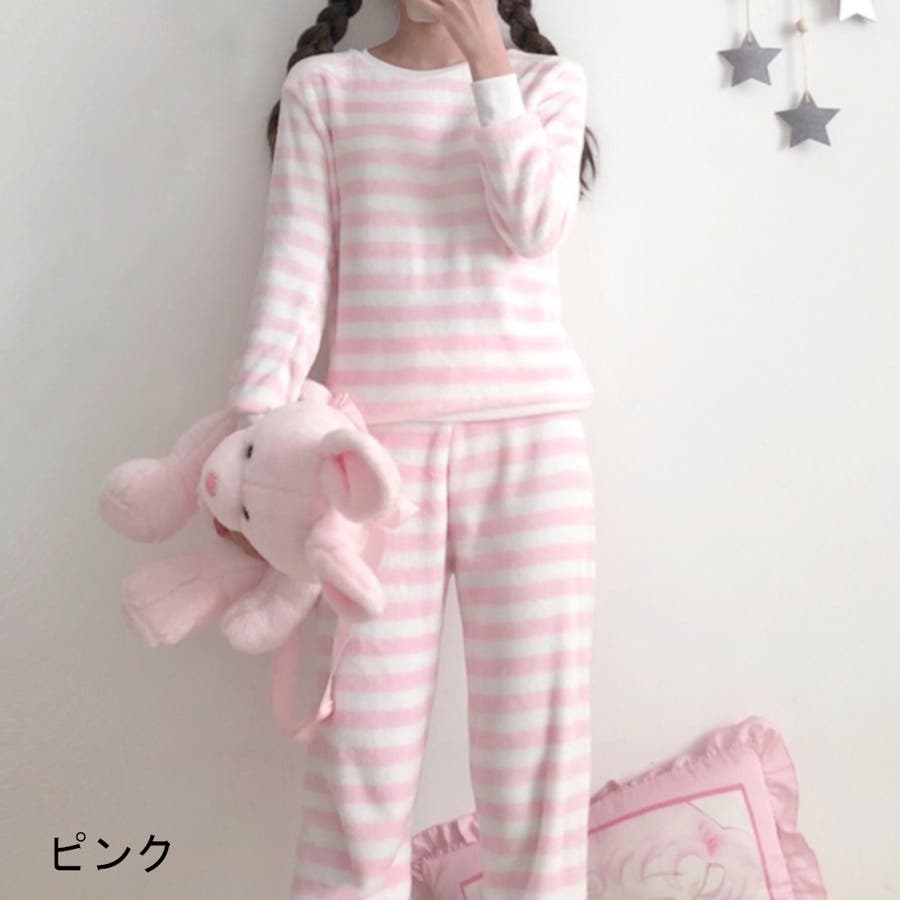 ルームウェア パジャマ 長袖 ボーダー 上下セット セットアップ