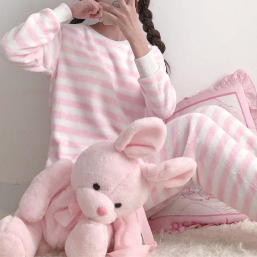 ルームウェア パジャマ 長袖 ボーダー 上下セット セットアップ