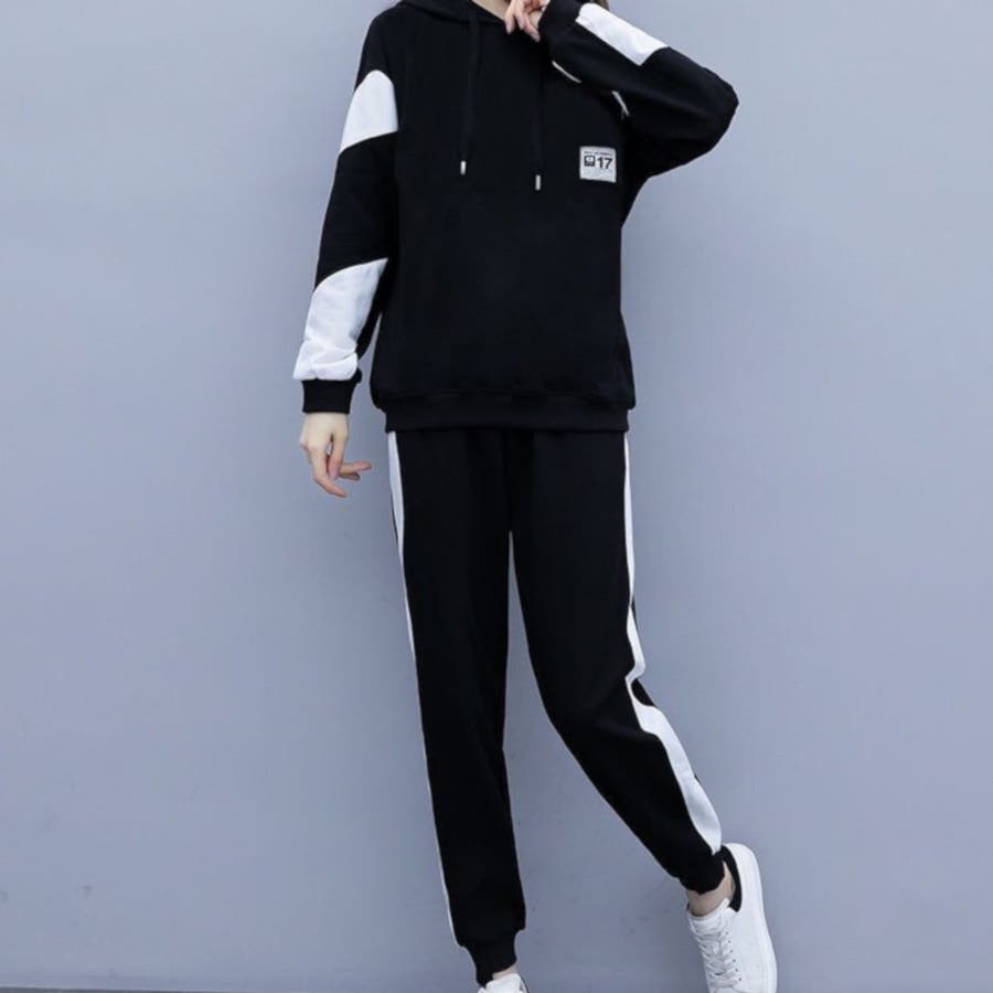 スウェット ジャージ 長袖 上下セット セットアップ レディース[品番