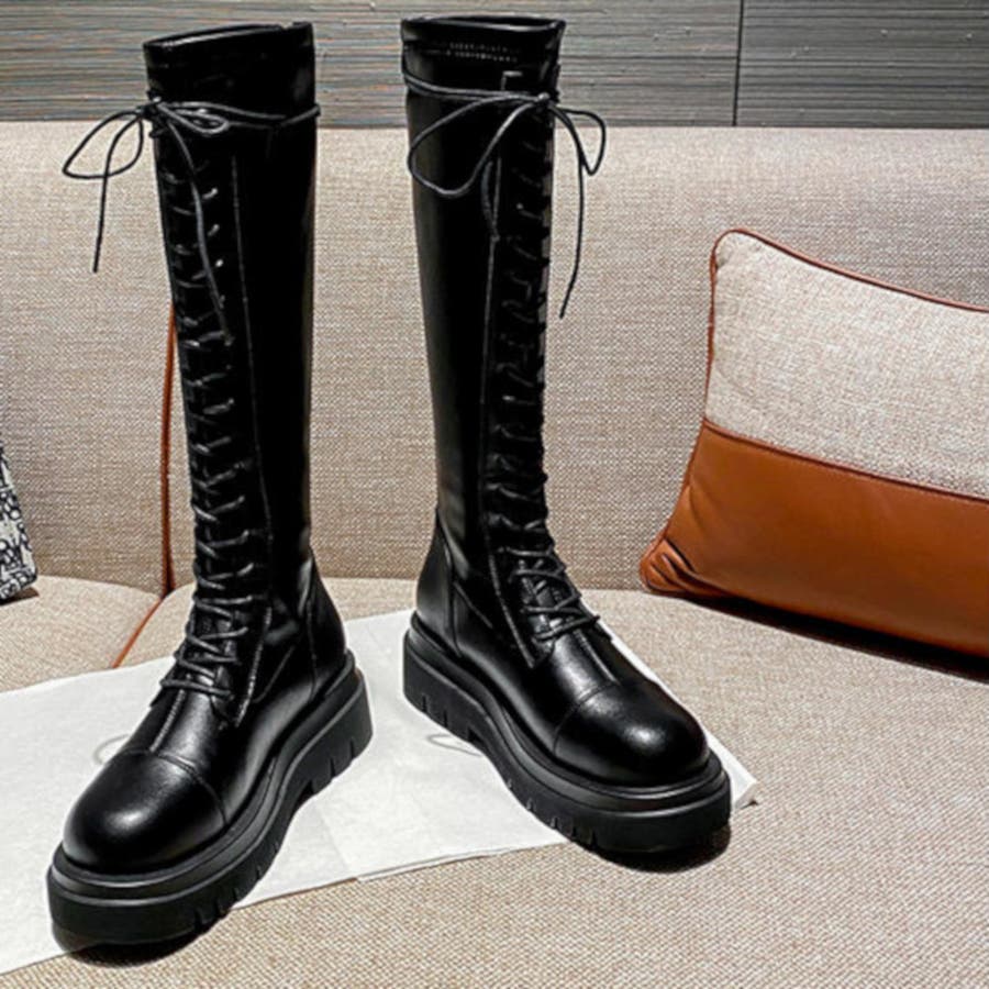 ブーツ ロングブーツ 靴 シューズ レースアップ 編み上げ