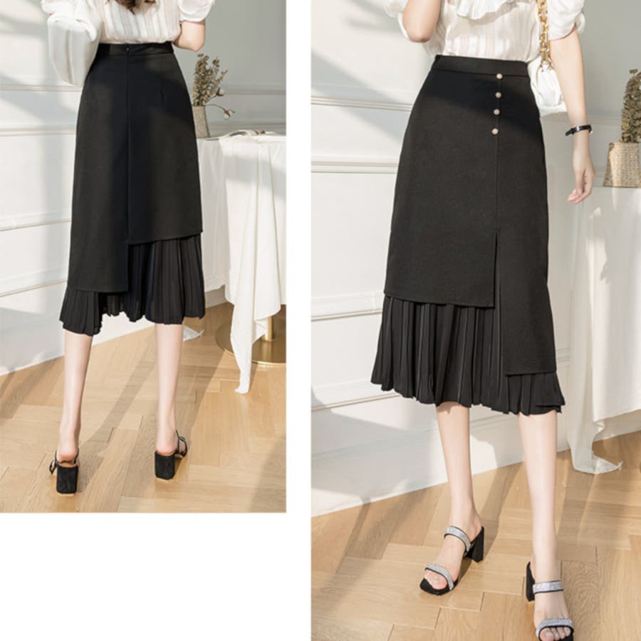 スカート ひざ丈 プリーツスカート レディース[品番