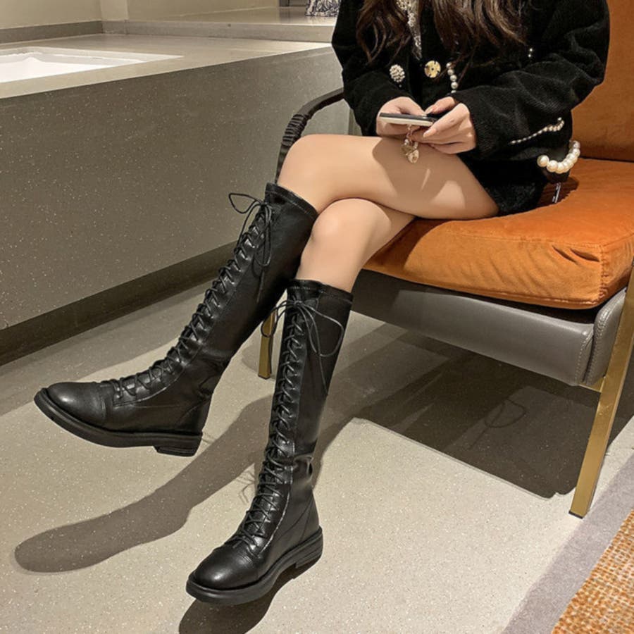 ブーツ ロングブーツ 靴 シューズ 編み上げ レースアップ