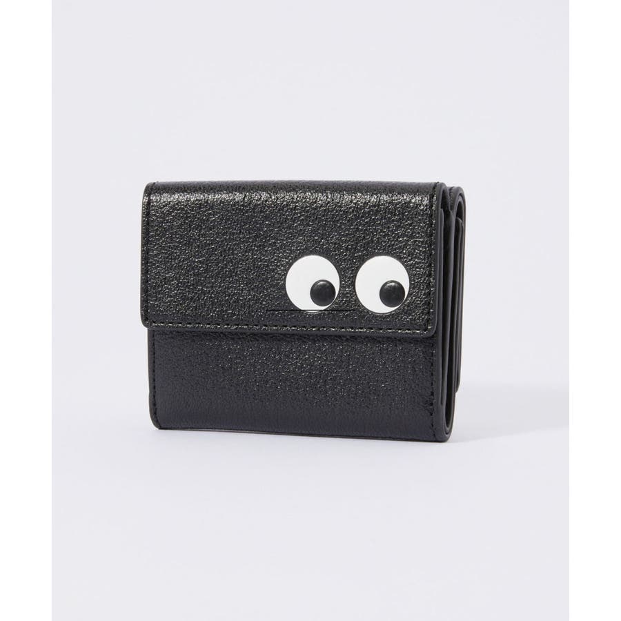 アニヤハインドマーチ BLACK スマイリーウォレット 二つ折り財布 ANYA HINDMARCH（アニヤ・ハインドマーチ） 二つ折り財布 Small Double