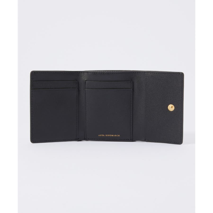 アニヤハインドマーチ　二つ折り財布　コンパクト　ブラック　ゴールド金具　レザー アニヤ ハインドマーチ 二つ折り財布[品番：TRDW0009129]｜U-STREAM