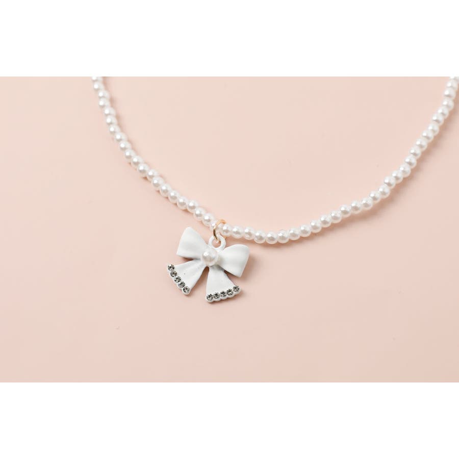 CHANEL リボンネックレス パール CHANEL(シャネル) リボンココマーク ラインストーン パール