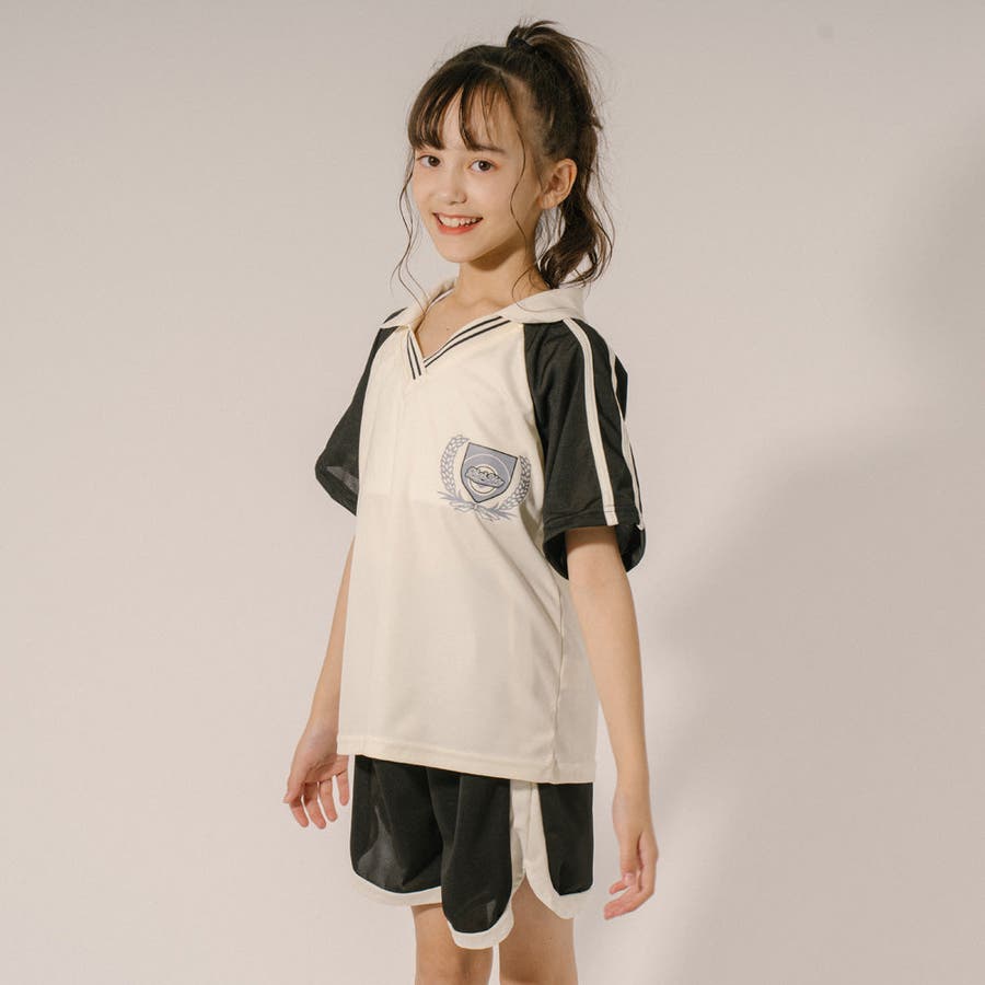 VネックサイドラインTシャツ＋サイドラインショートパンツ[品番