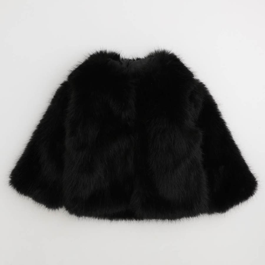 BABY ファージャケット 黒 ノーカラーファージャケット[品番：VINK0004054]｜URBAN CHERRY