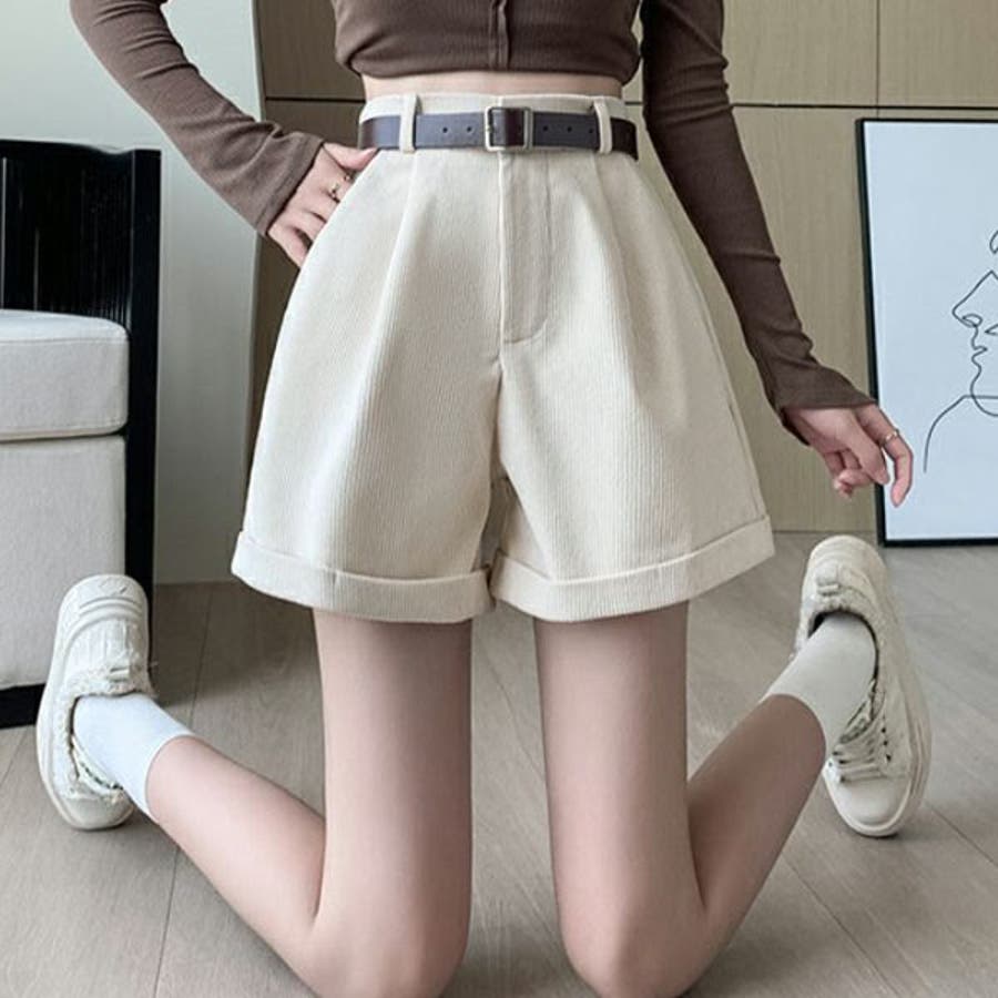 ショートパンツ レディース ベルト付き[品番:VCTW0004369 ショートパンツ レディース ベルト付き[品番:VCTW0004369