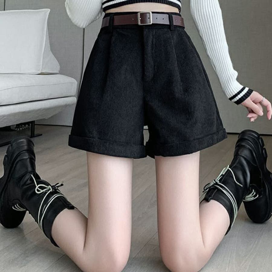 ショートパンツ レディース ベルト付き[品番：VCTW0004369