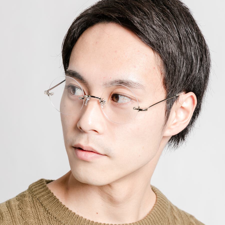 リムレスラウンドフラットレンズメガネ MT17WN12-MG0030