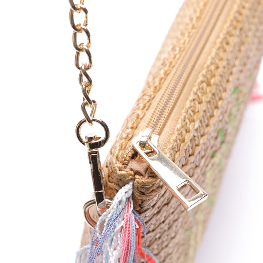 低身長向け】カラーフリンジ刺繍クラッチバッグ DU17SM06-LG0003[品番 