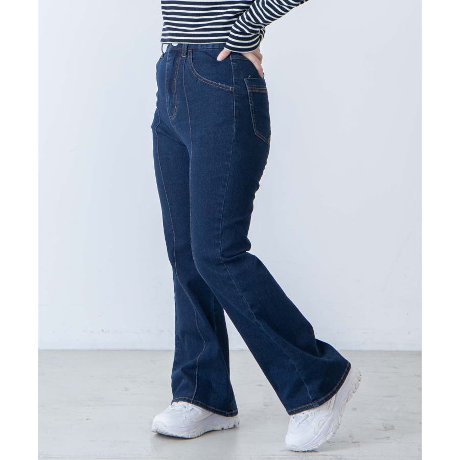 【低身長向け】デニムピンタックフレア パンツ[品番：WG010082009]｜WEGO【WOMEN】（ウィゴー）のレディースファッション通販｜SHOPLIST（ショップリスト）