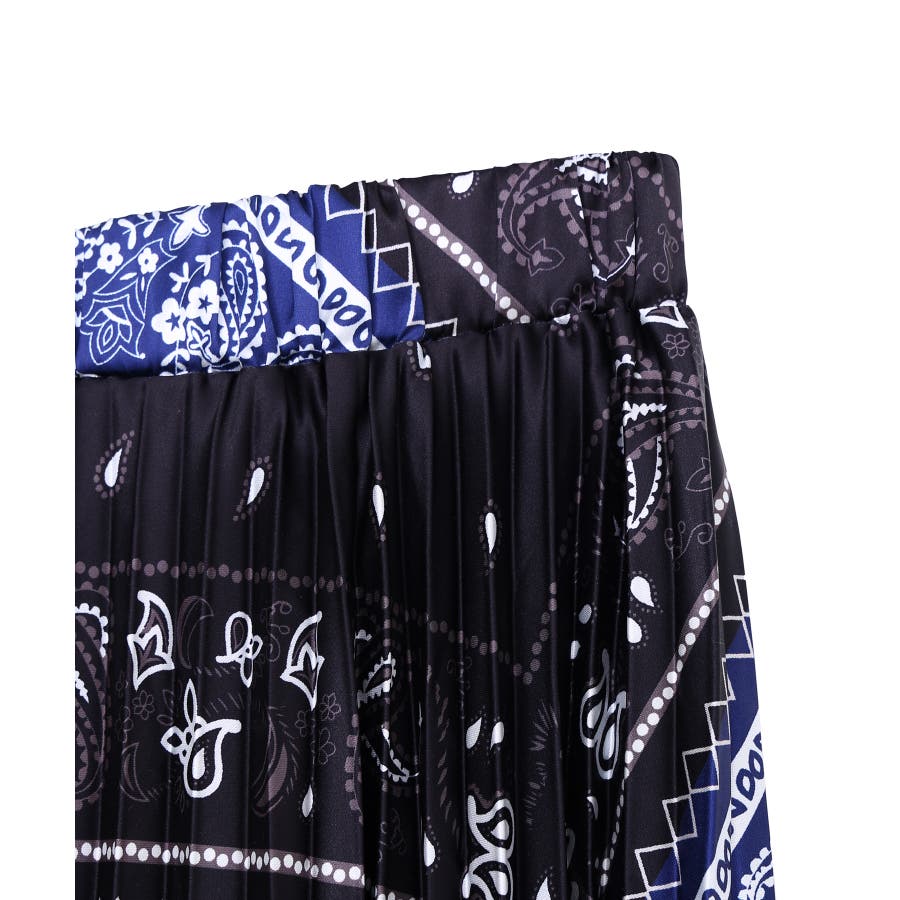 Figments】バンダナ柄プリーツロングスカート[品番：WG010081017