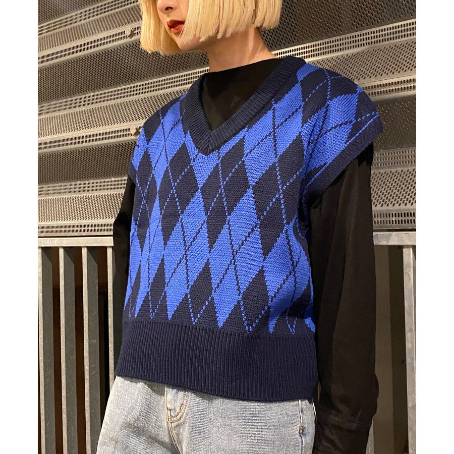 Figments】アーガイル柄ニットベスト[品番：WG010083217]｜WEGO【WOMEN